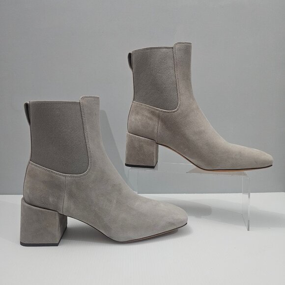 Vince Kimmy Ankle Bootie Womens 10 Gray Suede Pull On Block Heel Minimalist Fall - Picture 3 of 14